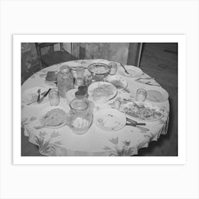 Dinner Table Of Tenant Farm Family Living Near Sallisaw, Oklahoma, Food Consists Of Beans, Cornbread, Lettuce, Fried Art Print
