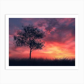 Lone Tree At Sunset 2 Art Print