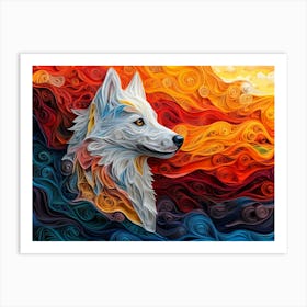 Samoyed Paper Quilling Dog Portrait Art Print