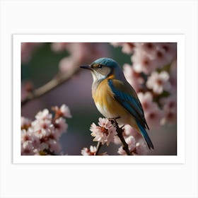 Robin In Cherry Blossoms Art Print