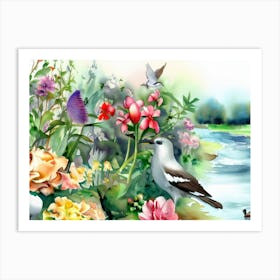 Floral Garden AI watercolor Art 3 Art Print