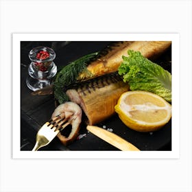 Smoked Mackerel On A Plate Art Print