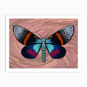 Mechanical Butterfly The Milionia Grandis On A Pink Background Art Print