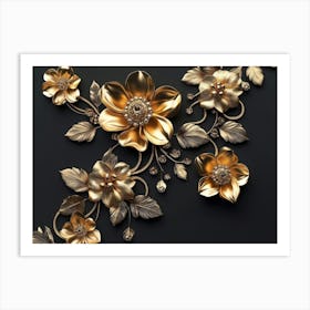 Gold Flowers 27 Art Print