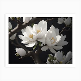 Magnolia Tree With Beautiful White Flowers Art Print