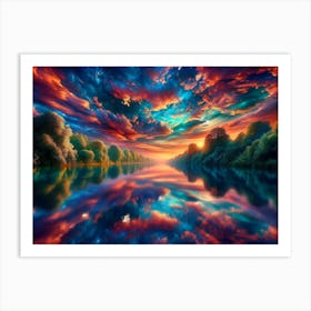 Sunset reflection on The Lake Art Print