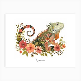 Little Floral Iguana 3 Poster Art Print