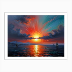 Sunset Over The Sea Art Print