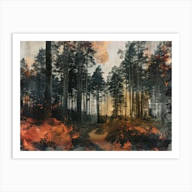 Forest Collage Vintage 5 Art Print