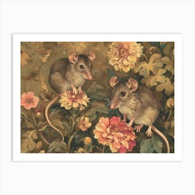 Floral Animal Illustration Mouse 1 Art Print