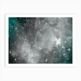 Teal Black Galaxy Space Background Art Print