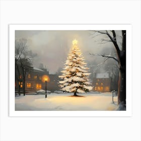 Christmas Tree In The Snow 4 Art Print