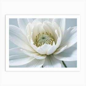 Close Up Of A White Flower With Delicate Petals And A Green Center Art Print