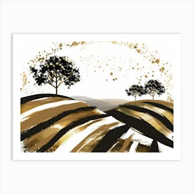 Gold And Black 105 Art Print