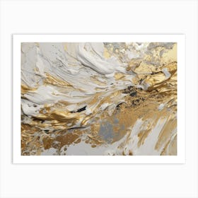 Gold And White Abstract Painting Art Print