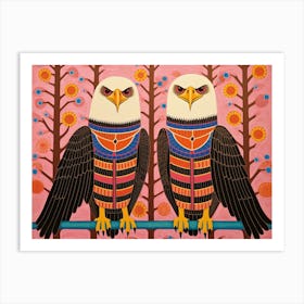 Bald Eagle 1 Folk Style Animal Illustration Art Print