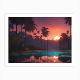 Sunset In The Jungle Art Print