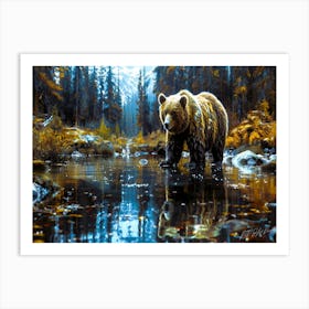 Bear Roots - Grizzly In Stream 1 Art Print