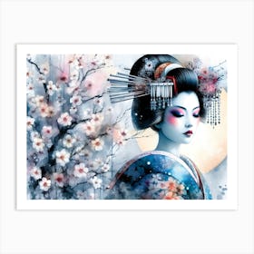 Geisha by Tree Art Print