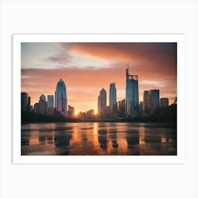 Sunset In Brisbane Art Print