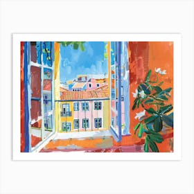 Lisbon From The Window View Painting 1 Art Print