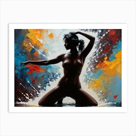  Naked woman silhouette with abstract background - Acrylic oil painting  #1 Art Print