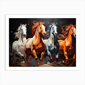 Horses galloping in a field. 4 Art Print