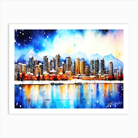 Vancouver BC Snowfall - Winter Cityscape Art Print