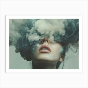 Smoke from Young Womens Face Art Print