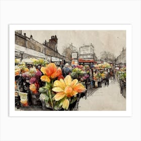 Columbia Road Flower Market Cloudy Day Art Print