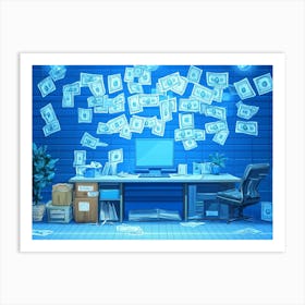 Office With Money Art Print