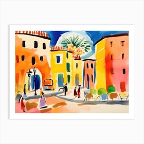 Rome Italy Cute Watercolour Illustration 6 Art Print