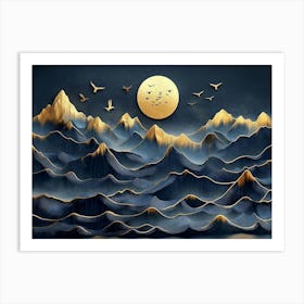 Moon Over The Mountains Art Print