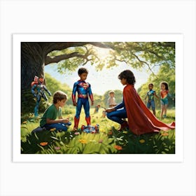 Superman And His Friends Art Print