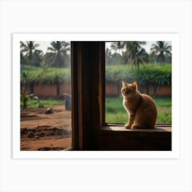 Cat Looking Out A Window Art Print