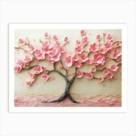 3d Picture Of A Tree With Pink Flowers Background 3 Art Print