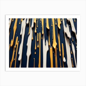 Gold And Blue Paint Drips Art Print