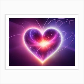 A Colorful Glowing Heart On A Dark Background Horizontal Composition 20 Art Print