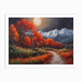 Full Moon In The Mountains 1 Art Print