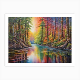 Rainbow In The Forest Art Print