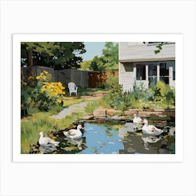 Backyard With Ducks - expressionism 1 Art Print