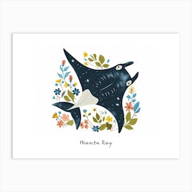 Little Floral Manta Ray Poster Art Print