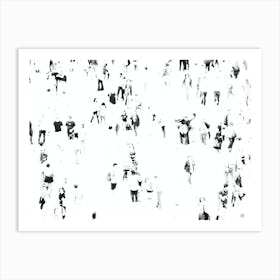 People On A Square - Manipulated black and white art photo crowd crowdscape minimal Art Print