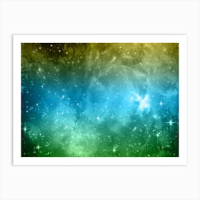 Green, Blue, Yellow Galaxy Space Background Art Print