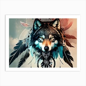 Wolf Dreamcatcher 17 Art Print