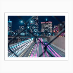 Traffic Lights On A Boston Freeway Art Print