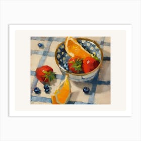 Oranges And Blueberries Art Print