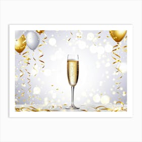 Champagne And Balloons Art Print