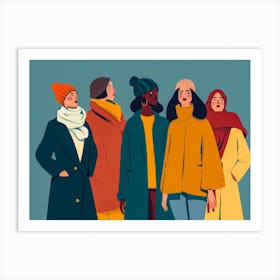 Women In Winter Coats Art Print