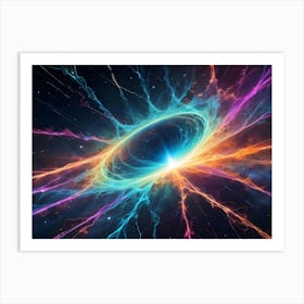 Colorful Explosion Of Energy Or Light In Deep Space With A Central Bright Core And Swirling Streams Of Vibrant Colors Art Print